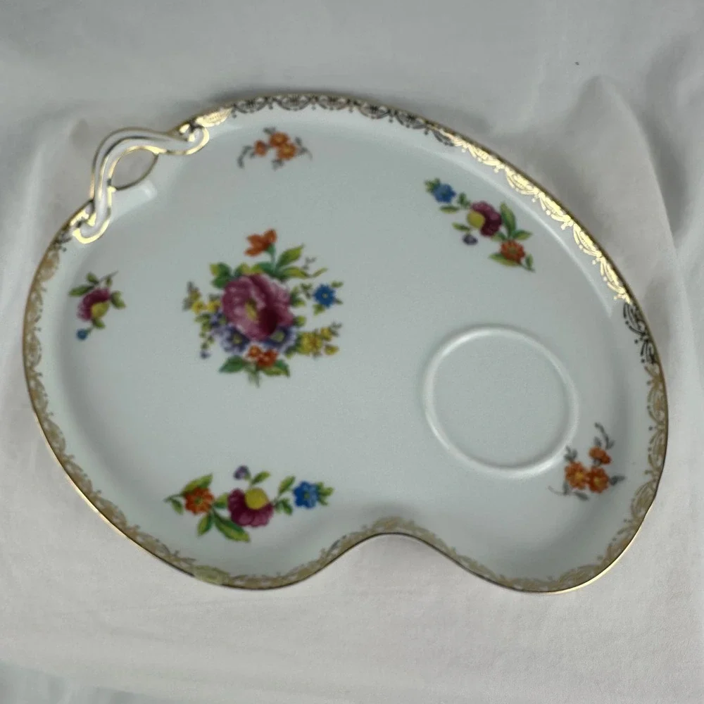 Vintage Noritake Porcelain Snack Set Pink Cabbage Rose Morimura